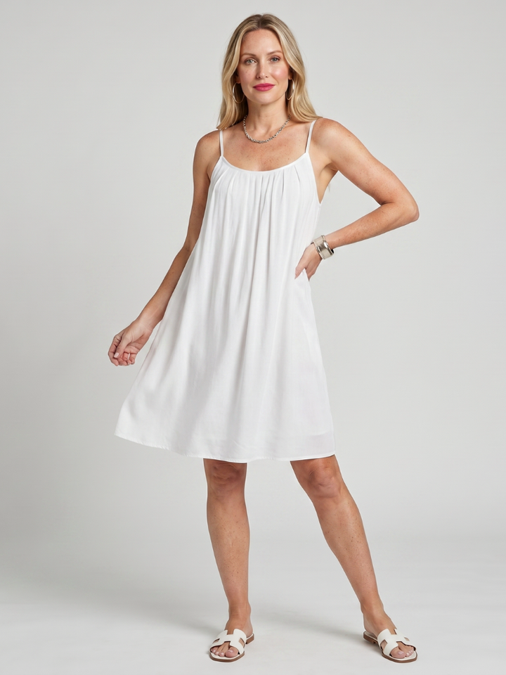 Lysara | Spaghetti Strap Open Back Knee Length Dress