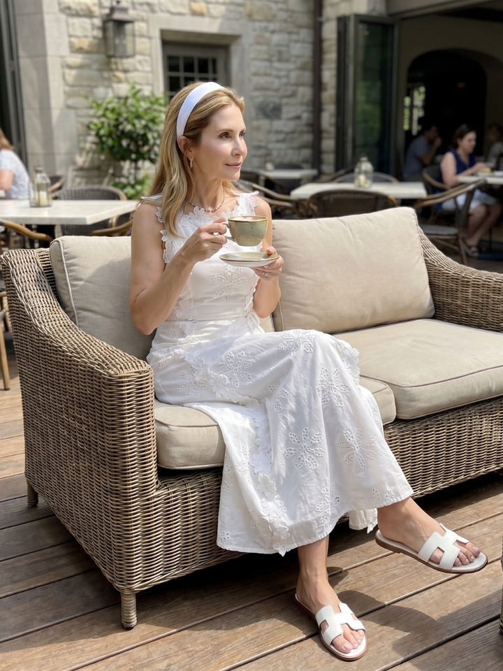 Simone | Sleeveless Fitted Bodice Lace Midi Dress